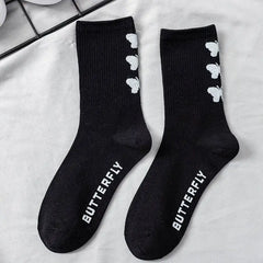 Cotton Socks One Size Coolest Style Butterfly -Black / Black