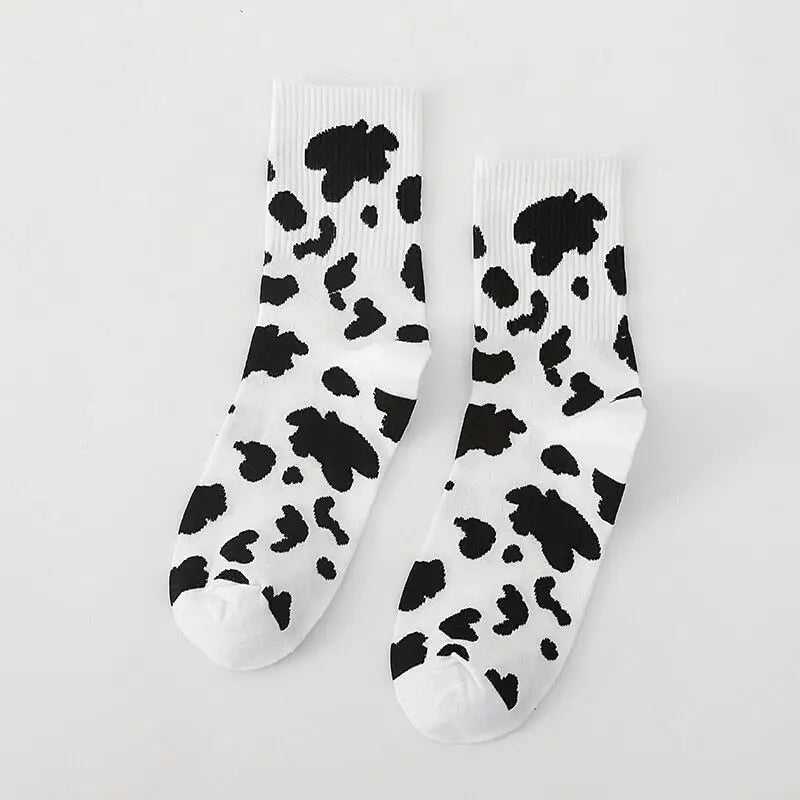 Cotton Socks One Size Coolest Style Cow. / Black