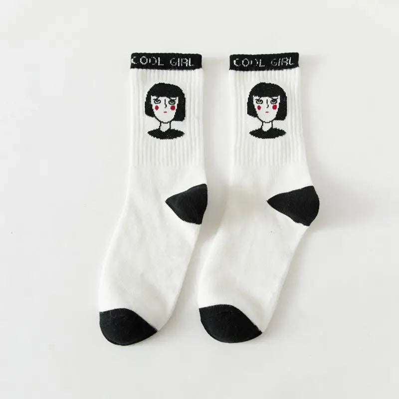 Cotton Socks One Size Coolest Style Girl With Short Hair