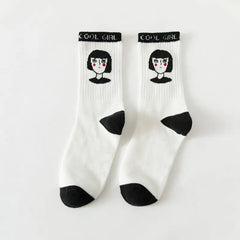 Cotton Socks One Size Coolest Style Girl With Short Hair