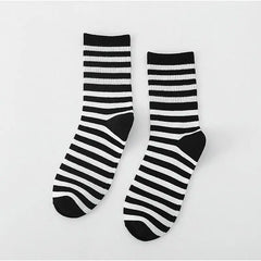 Cotton Socks One Size Coolest Style Stripe / Black