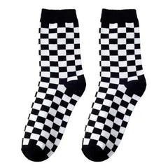 Cotton Socks with Geometric Smiley Face Hip Hop Style Chess