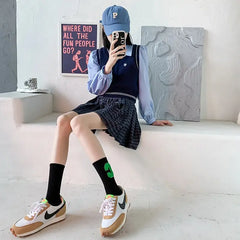 Cotton Solid Color C Letter Socks One Size Tube Height