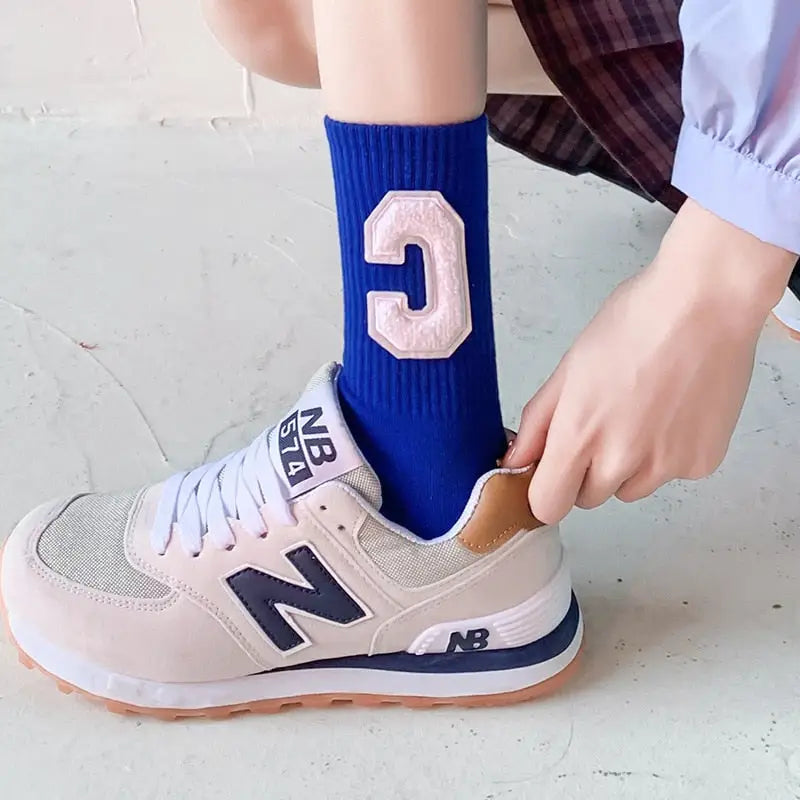 Cotton Solid Color C Letter Socks One Size Tube Height