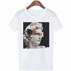 Cotton T-Shirt David Sculpture Michelangelo Design White / S