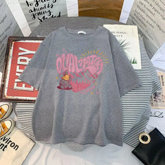 Cotton T Shirt Dual Match Heart Style Printed Design Grey