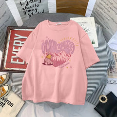 Cotton T Shirt Dual Match Heart Style Printed Design Pink