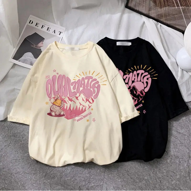 Cotton T Shirt Dual Match Heart Style Printed Design