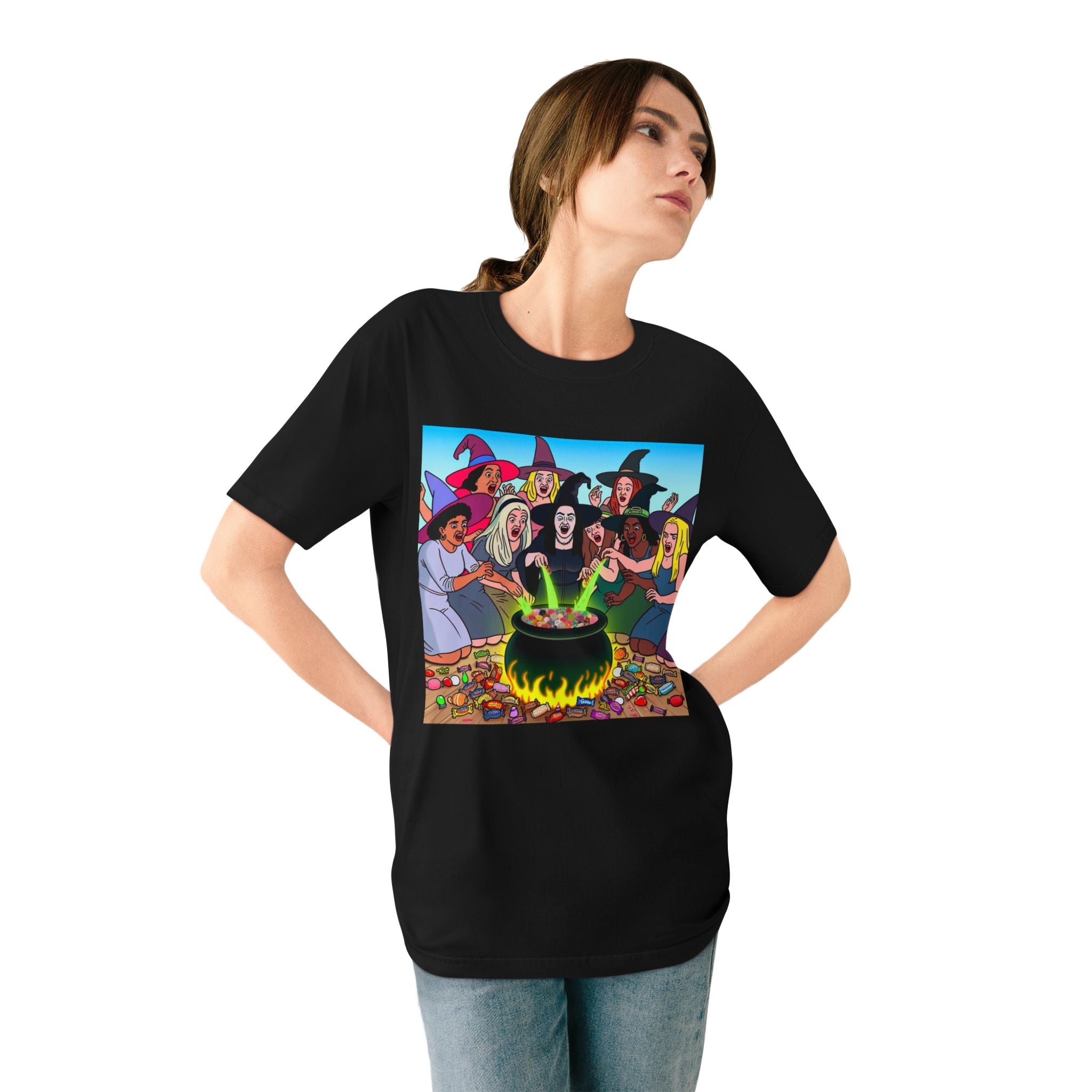 Cotton T Shirt Multicultural Witch Party Ghoul Gathering