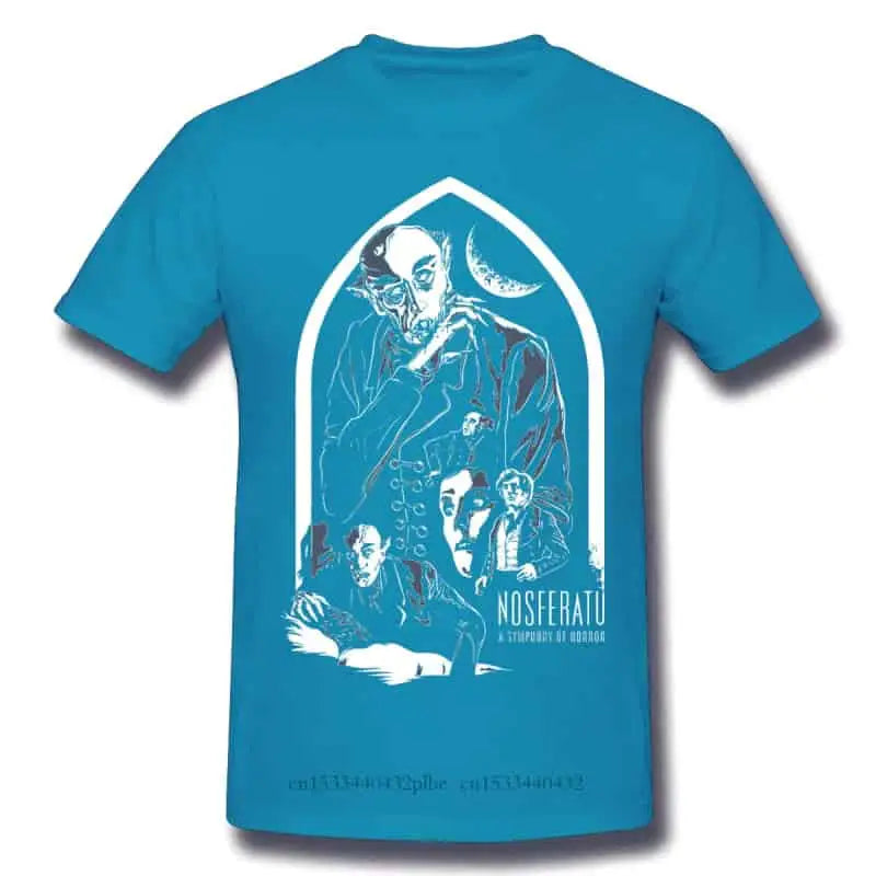 Cotton T Shirt with Horror Dracula Nosferatu Print