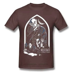 Cotton T Shirt with Horror Dracula Nosferatu Print