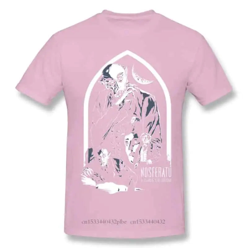 Cotton T Shirt with Horror Dracula Nosferatu Print