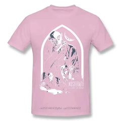 Cotton T Shirt with Horror Dracula Nosferatu Print