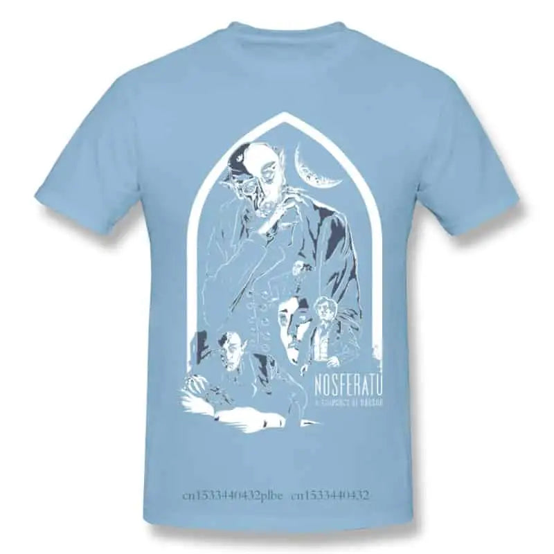 Cotton T Shirt with Horror Dracula Nosferatu Print