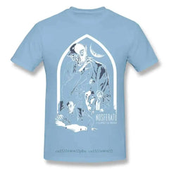 Cotton T Shirt with Horror Dracula Nosferatu Print