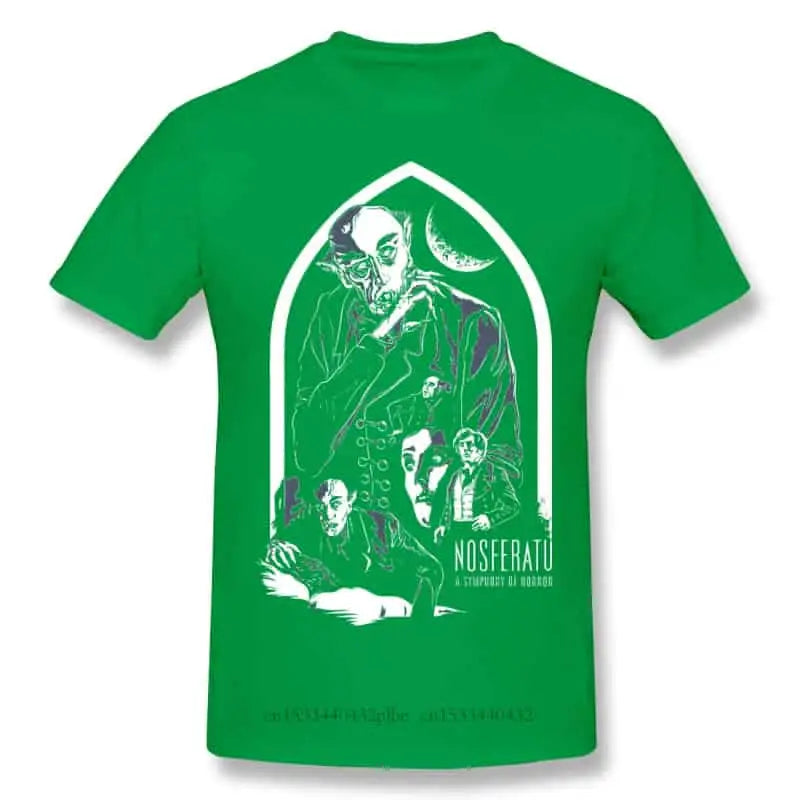 Cotton T Shirt with Horror Dracula Nosferatu Print