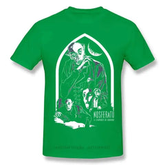 Cotton T Shirt with Horror Dracula Nosferatu Print