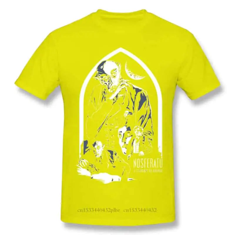 Cotton T Shirt with Horror Dracula Nosferatu Print