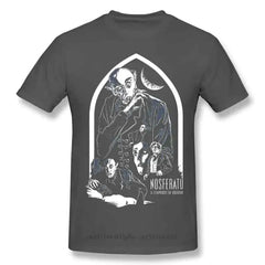 Cotton T Shirt with Horror Dracula Nosferatu Print