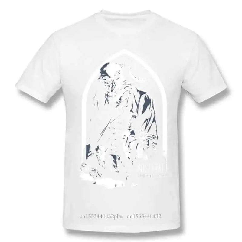 Cotton T Shirt with Horror Dracula Nosferatu Print White / S