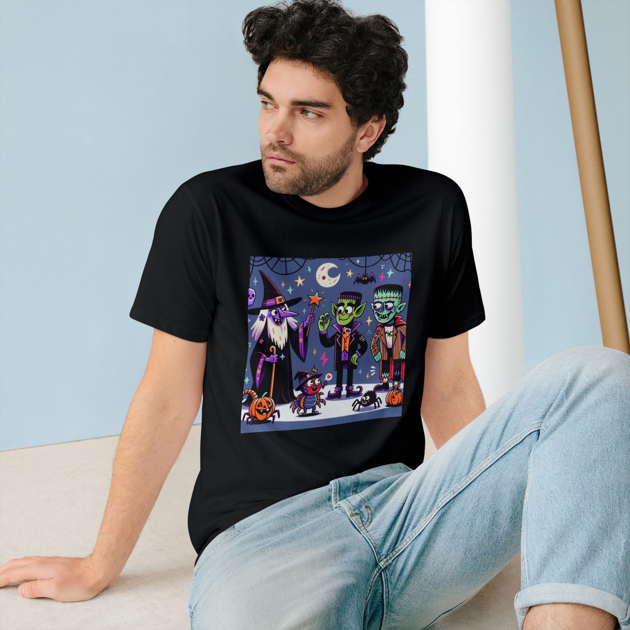 Cotton Terror T Shirt with Halloween Cartoon Characters