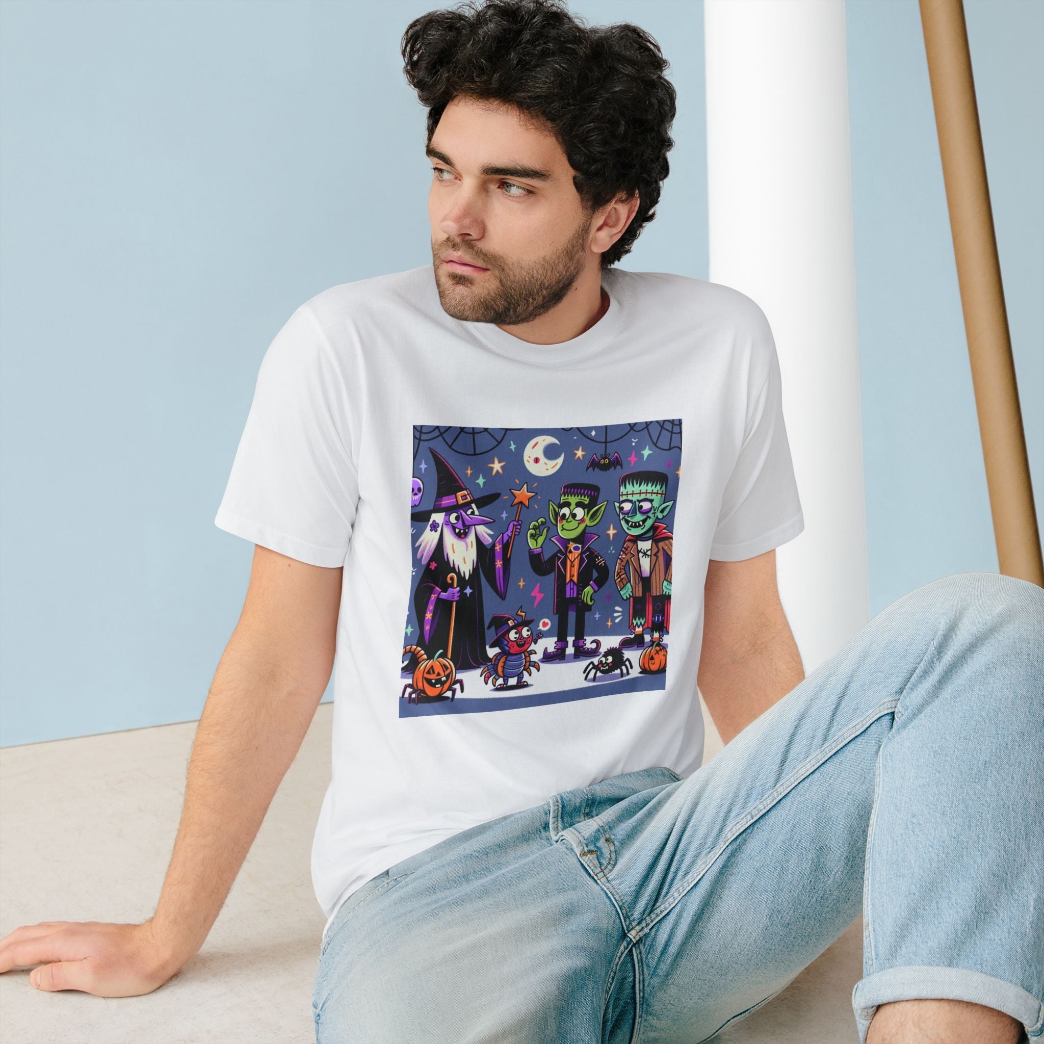 Cotton Terror T Shirt with Halloween Cartoon Characters