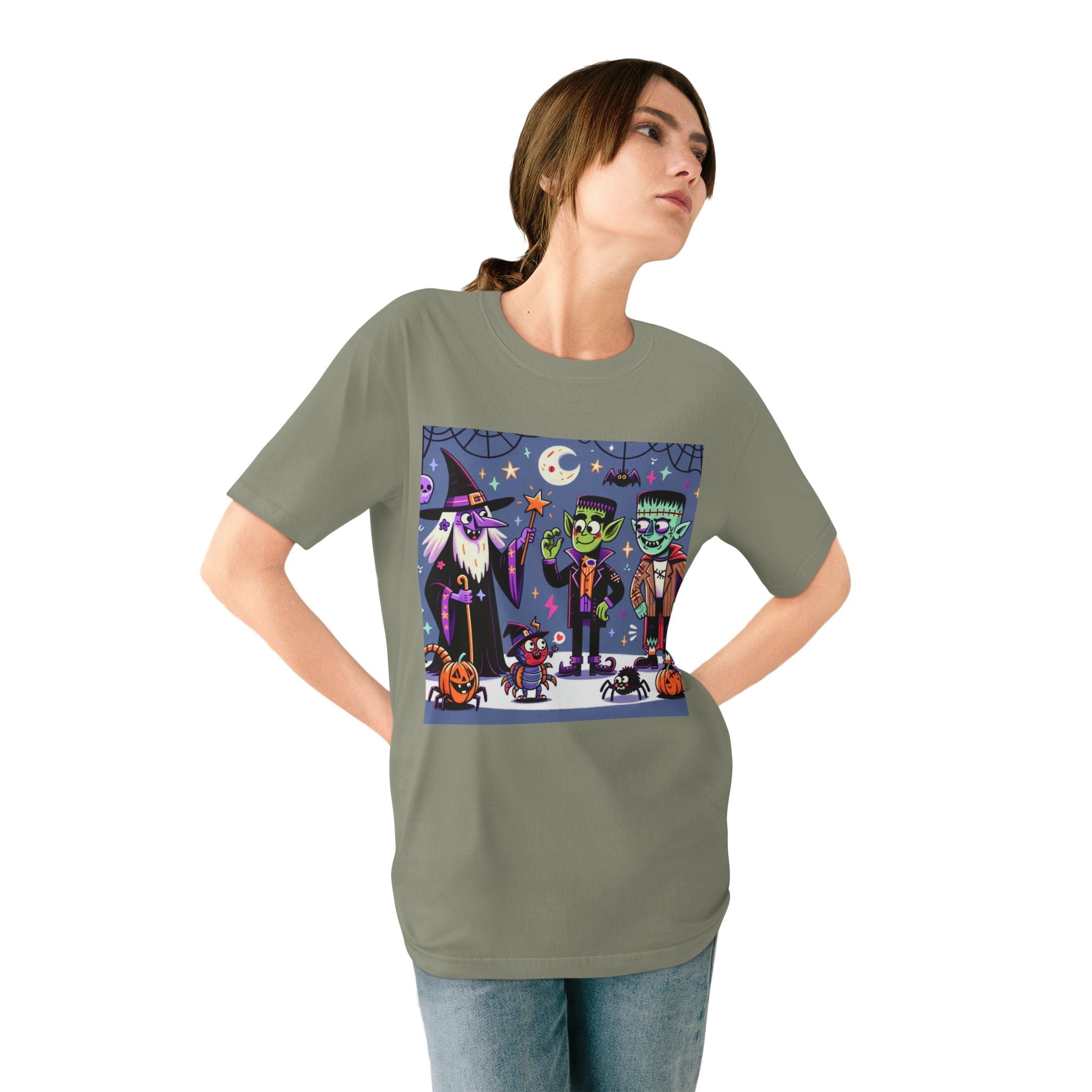 Cotton Terror T Shirt with Halloween Cartoon Characters