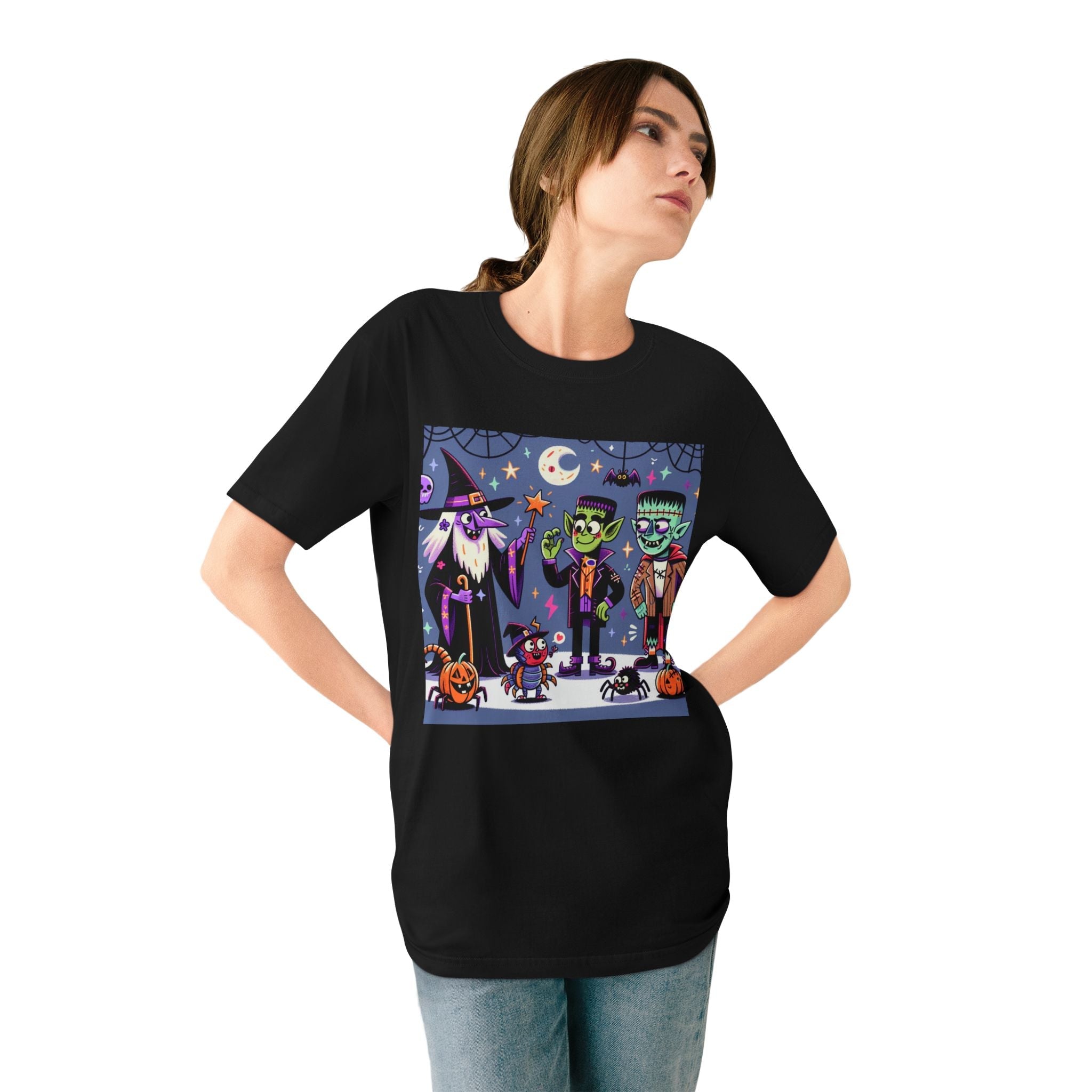 Cotton Terror T Shirt with Halloween Cartoon Characters
