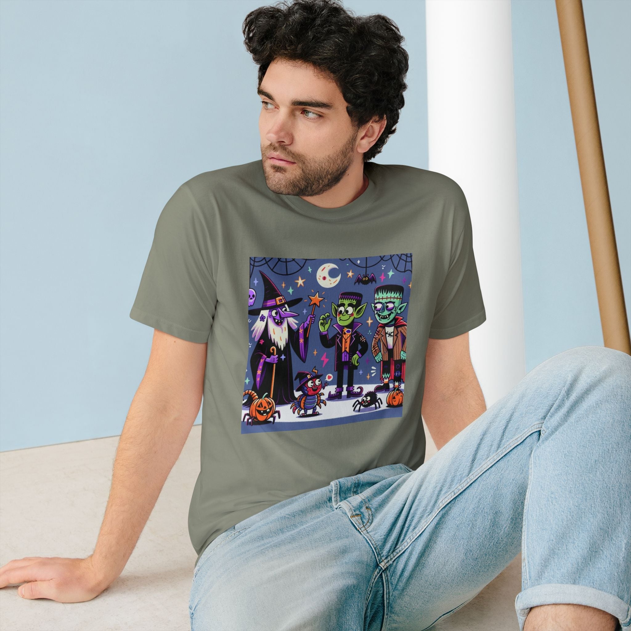 Cotton Terror T Shirt with Halloween Cartoon Characters