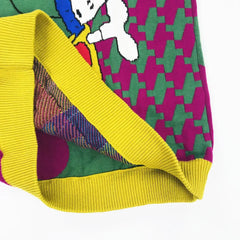 Cotton V Neck Knitted Vest Cartoon Animals Loose Style