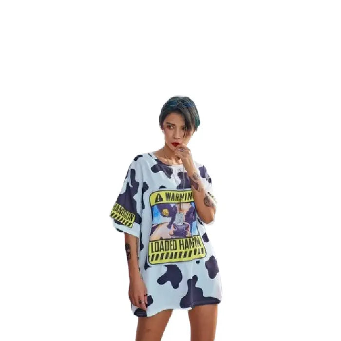 Cow Short-Sleeved Tee Dress