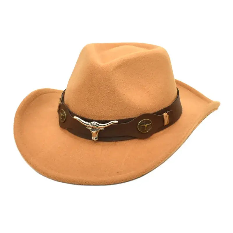 Cowboy Rolled Edge Western Hat Bull Style Beige