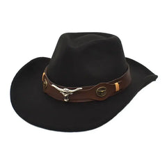 Cowboy Rolled Edge Western Hat Bull Style Black