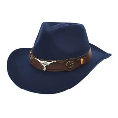 Cowboy Rolled Edge Western Hat Bull Style Blue