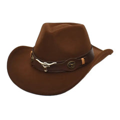 Cowboy Rolled Edge Western Hat Bull Style Brown
