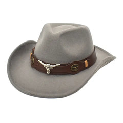Cowboy Rolled Edge Western Hat Bull Style Gray