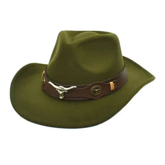 Cowboy Rolled Edge Western Hat Bull Style Green