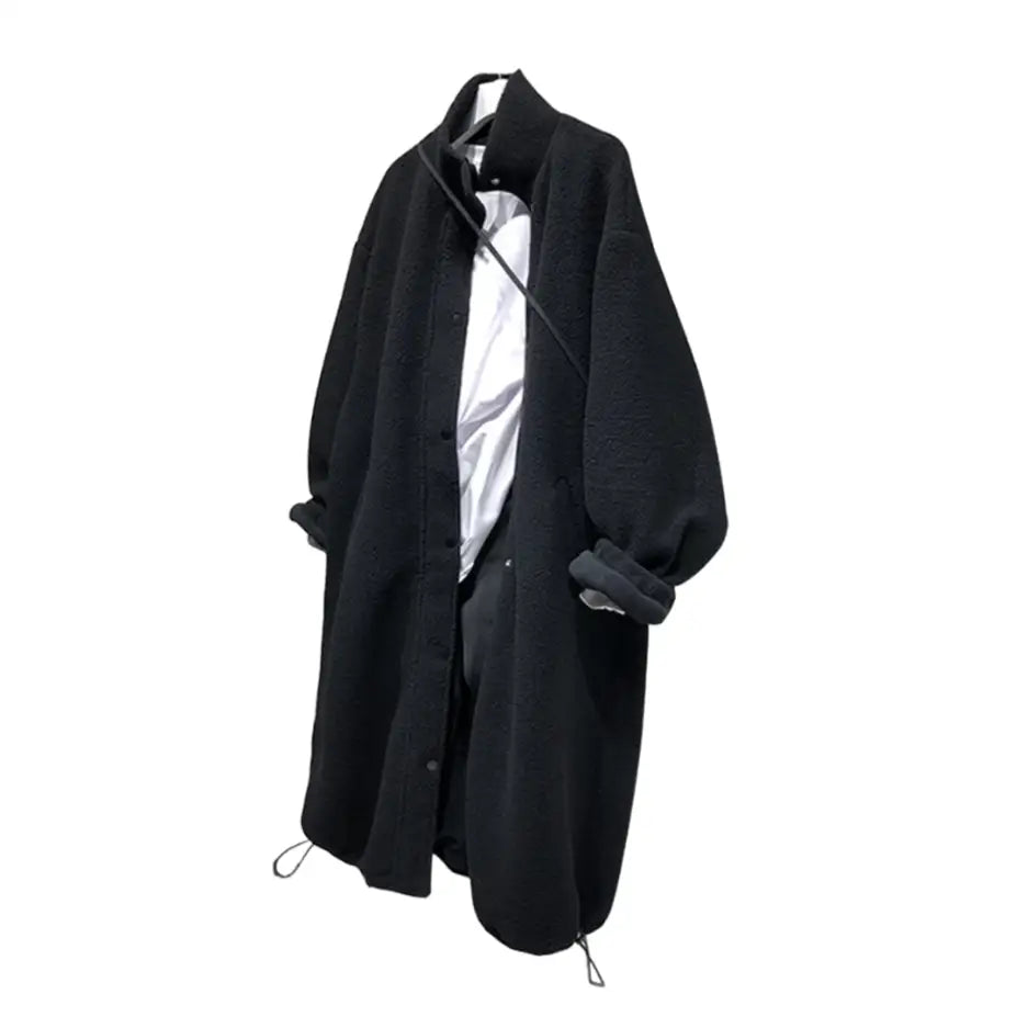 Cozy Black Oversized Faux Fur Coat - One size