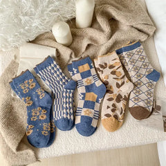 Cozy Retro Mid-Calf Socks for Everyday Wear