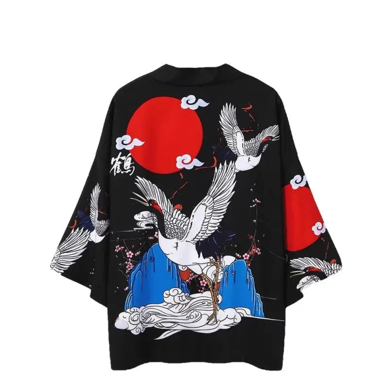 Crane Japanese Style 3/4 Sleeve Kimono