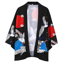 Crane Japanese Style 3/4 Sleeve Kimono