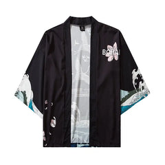 Cranes and Waves 3/4 Sleeve Kimono