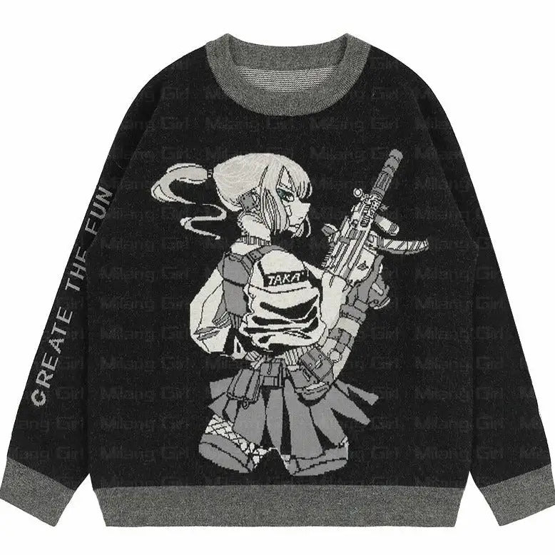 Create The Fun Knitted Sweater - Black / M