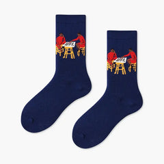 Creative Colorful Socks Cotton Blend Mid Tube for Women