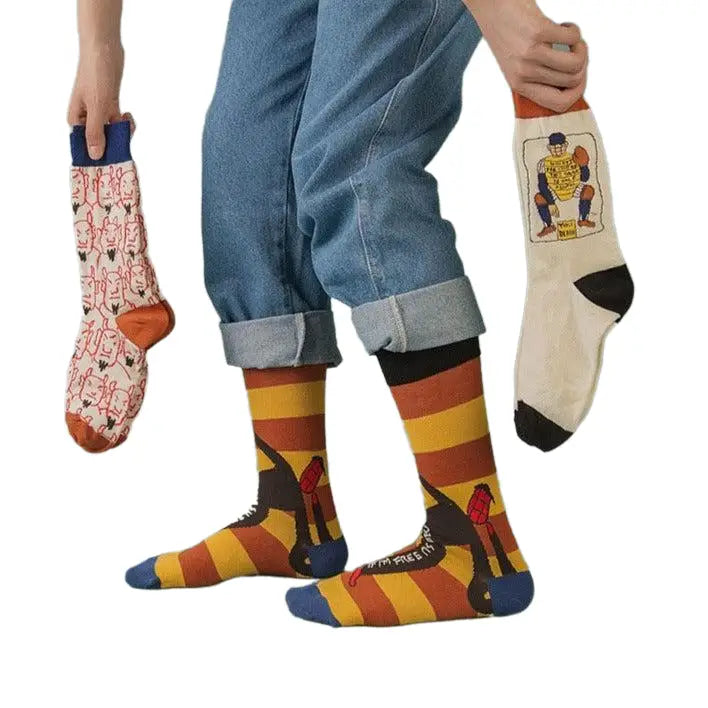 Creative Colorful Socks Cotton Blend Mid Tube for Women