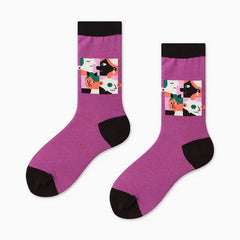Creative Colorful Socks Cotton Blend Mid Tube for Women