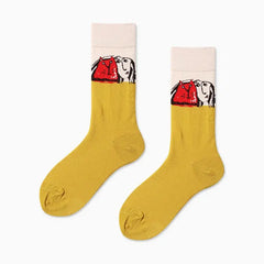 Creative Colorful Socks Cotton Blend Mid Tube for Women