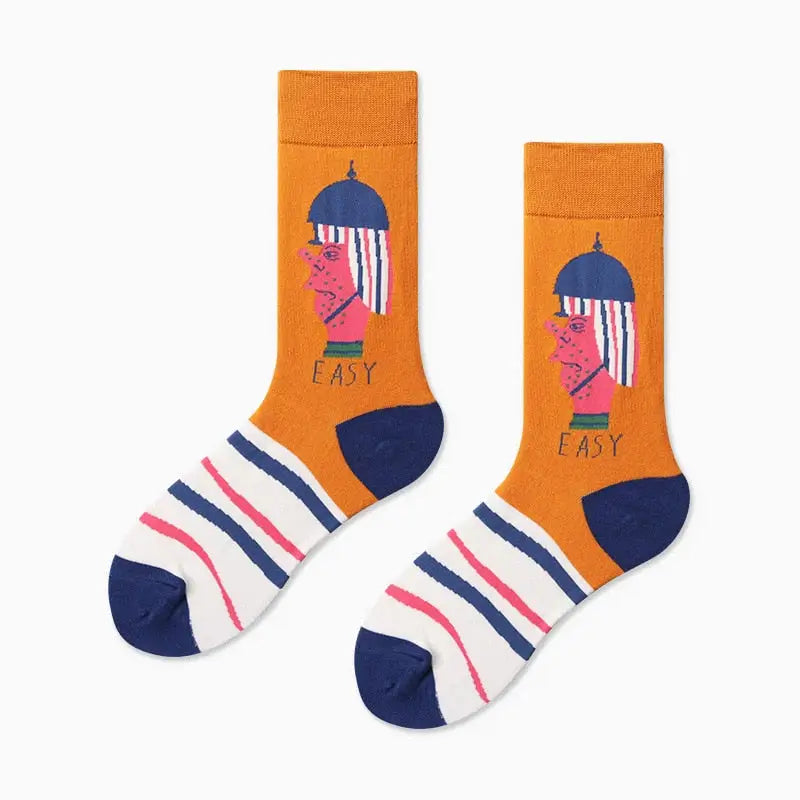 Creative Colorful Socks - Orange-Blue / One Size