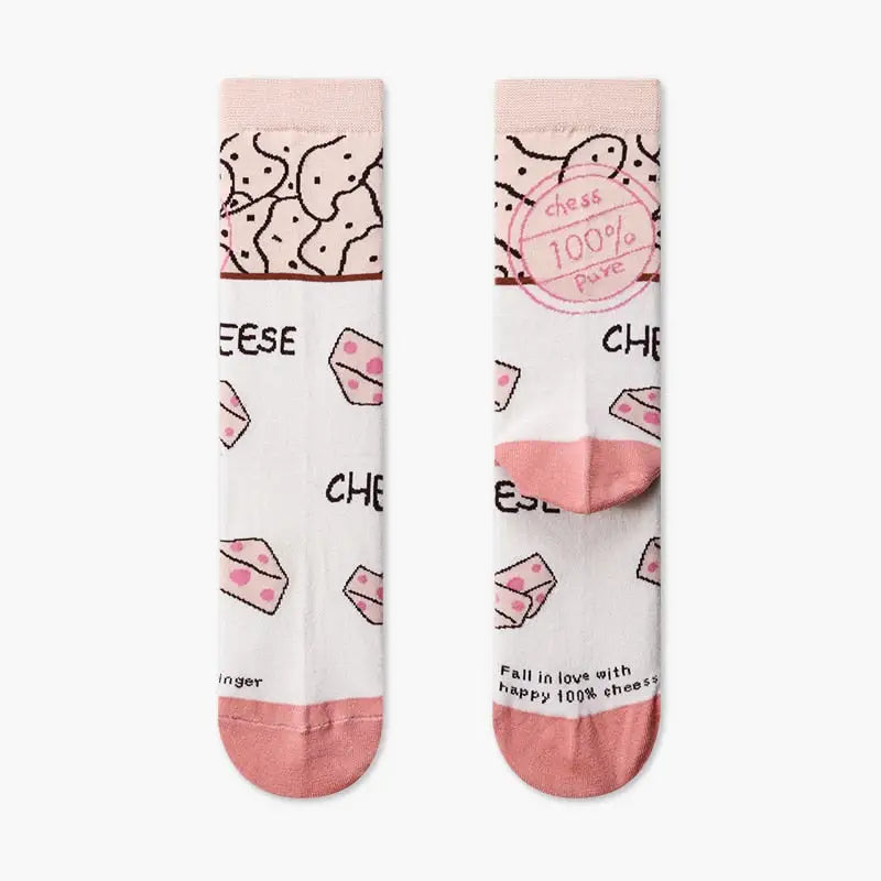 Creative Colorful Socks - Pink-White. / One Size