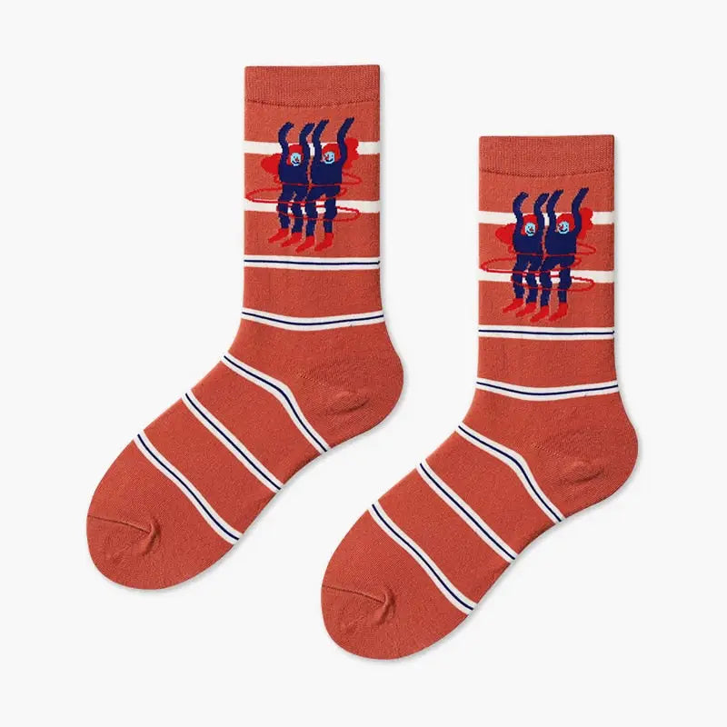 Creative Colorful Socks - Red-Blue. / One Size